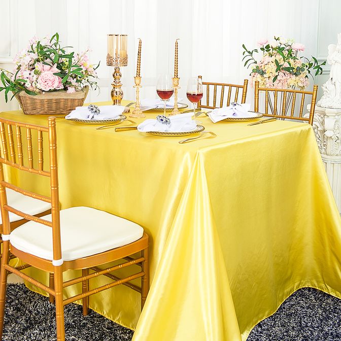 54"x108" Seamless Rectangular Satin Tablecloth/Overlay - Canary Yellow (1pc)