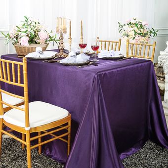 Nappe rectangulaire en satin 90"x132" - Aubergine (1pc)