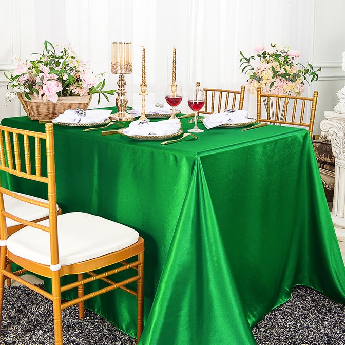 54"x108" Seamless Rectangular Satin Tablecloth/Overlay - Emerald Green (1pc)