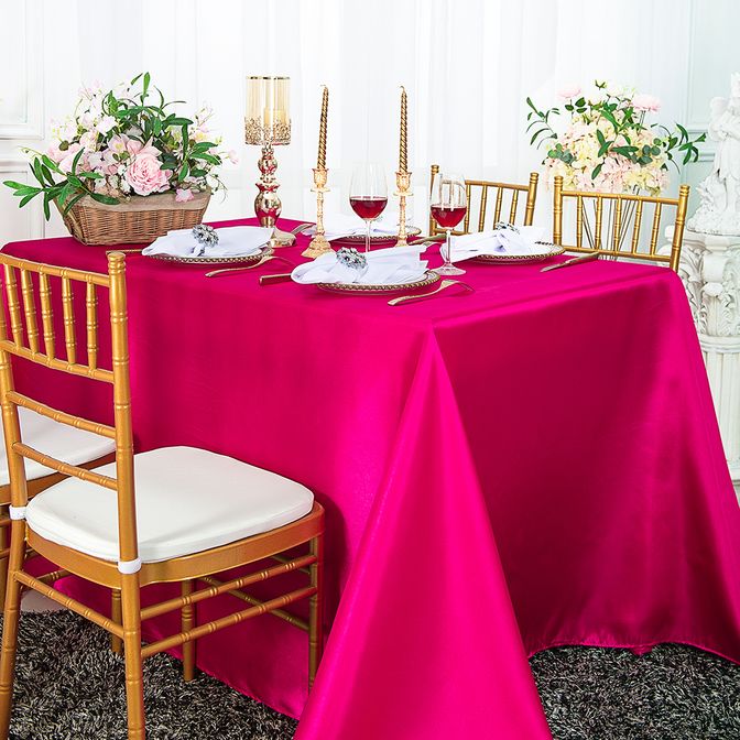Nappe rectangulaire en satin 90"x132" - Fuchsia (1pc)