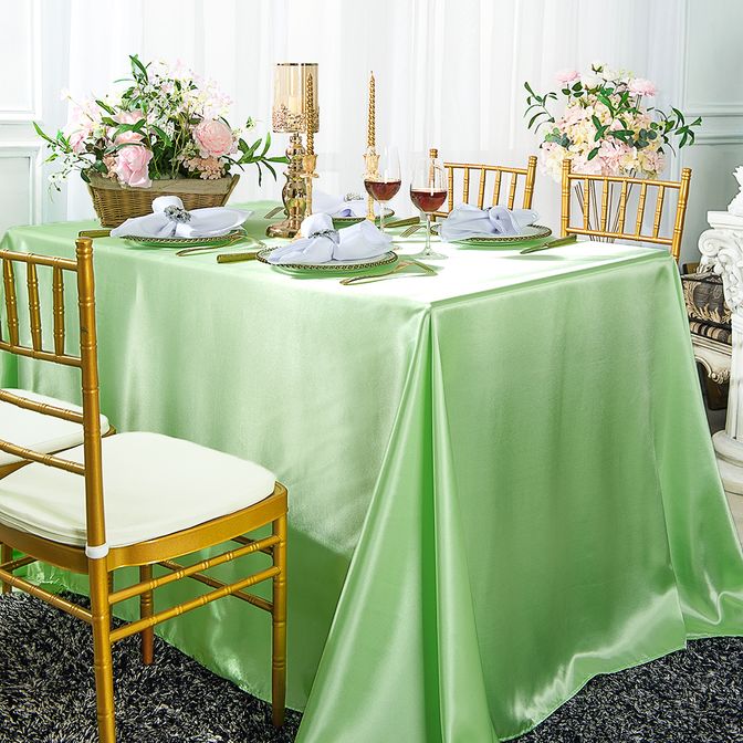 Nappe rectangulaire en satin 90"x132" - Vert menthe (1pc)