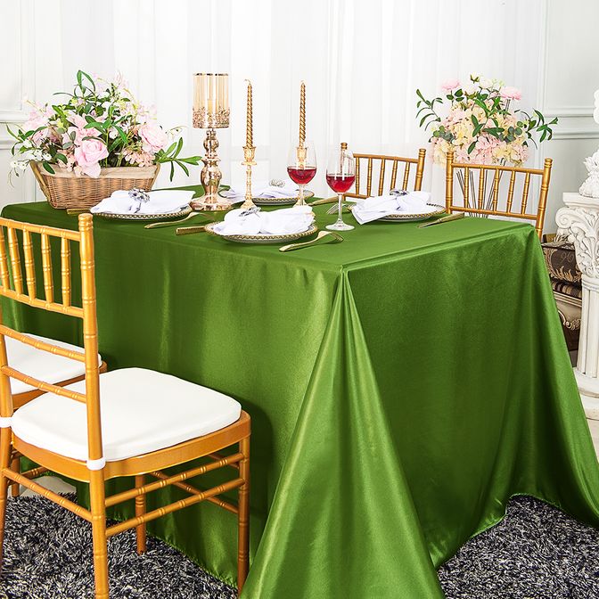 54"x108" Seamless Rectangular Satin Tablecloth/Overlay - Moss Green (1pc)