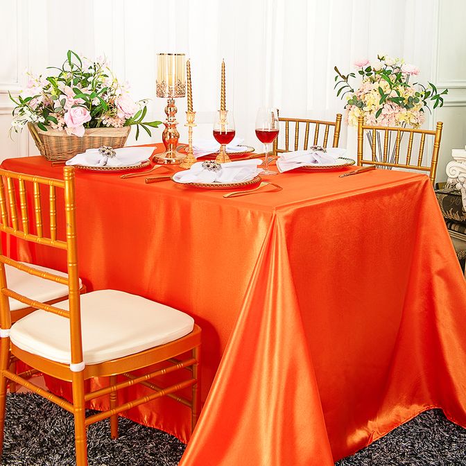 Nappe/superposition rectangulaire en satin 54"x108" - Orange (1pc)