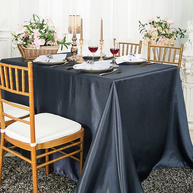 Nappe rectangulaire en satin 72"x120" - Étain/Charbon (1pc)