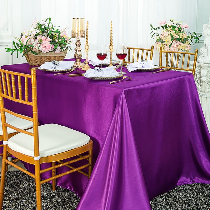 Nappe rectangulaire en satin 90"x132" - Violet (1pc)