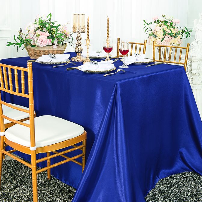 54"x108" Seamless Rectangular Satin Tablecloth/Overlay - Royal Blue (1pc)