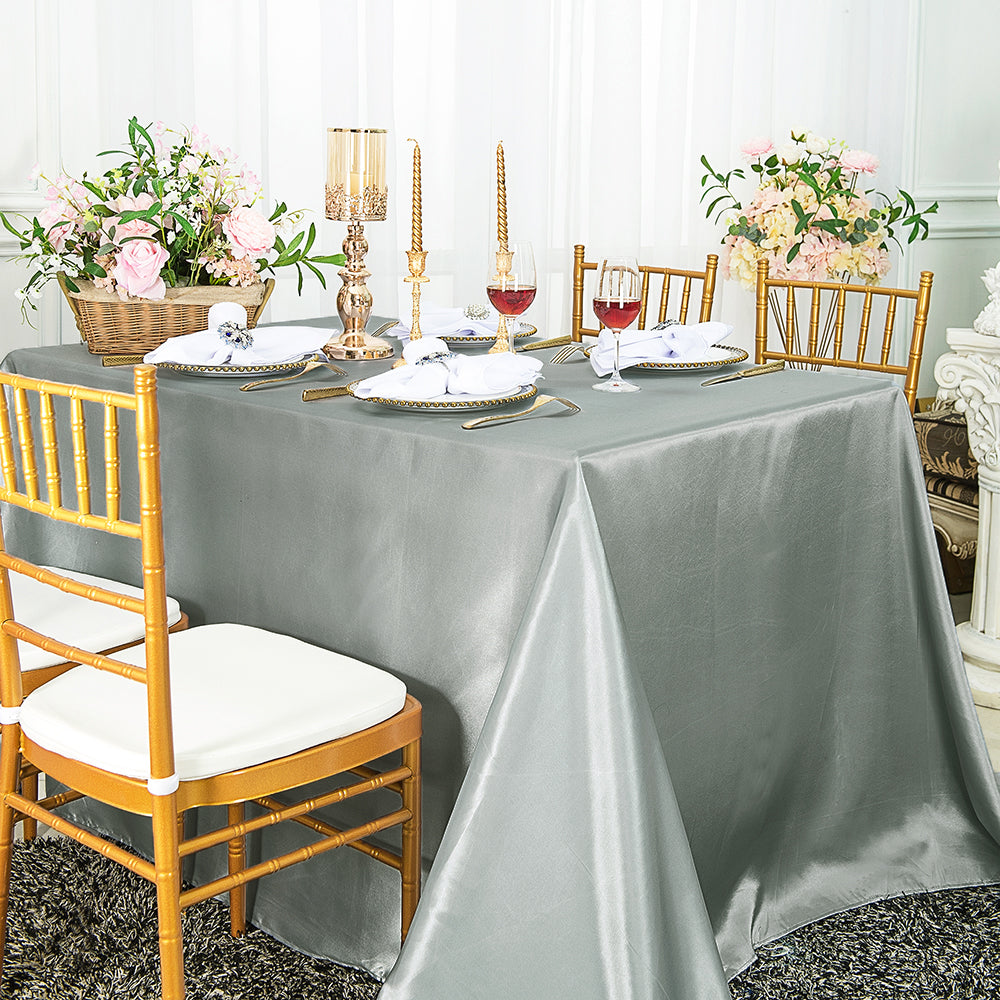 Nappe rectangulaire en satin 90"x132" - Argent (1pc)