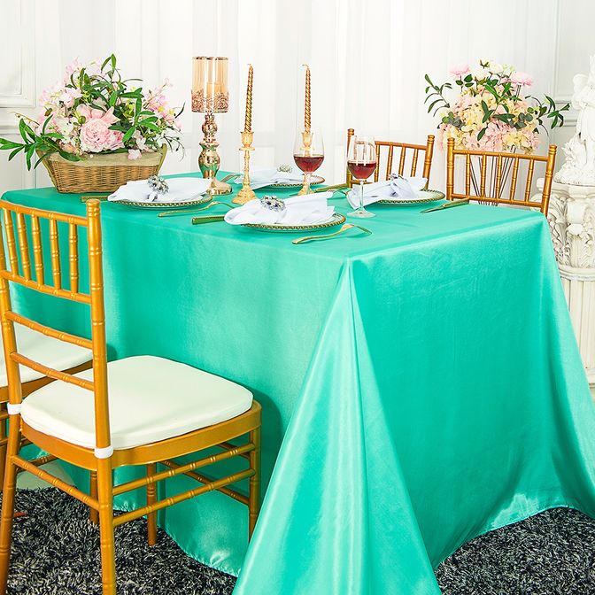 54"x108" Seamless Rectangular Satin Tablecloth/Overlay - Tiff Blue/Aqua Blue (1pc)