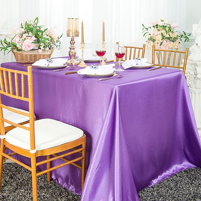 Nappe rectangulaire en satin 90"x132" - Lilas Victoria (1pc)