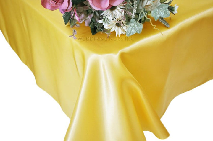 54"x108" Seamless Rectangular Satin Tablecloth/Overlay - Canary Yellow (1pc)