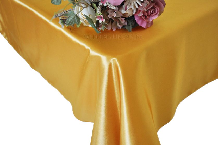 54"x108" Seamless Rectangular Satin Tablecloth/Overlay - Gold (1pc)