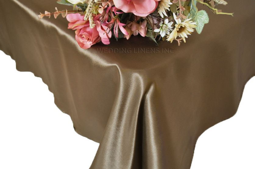 54"x108" Seamless Rectangular Satin Tablecloth/Overlay - Latte (1pc)