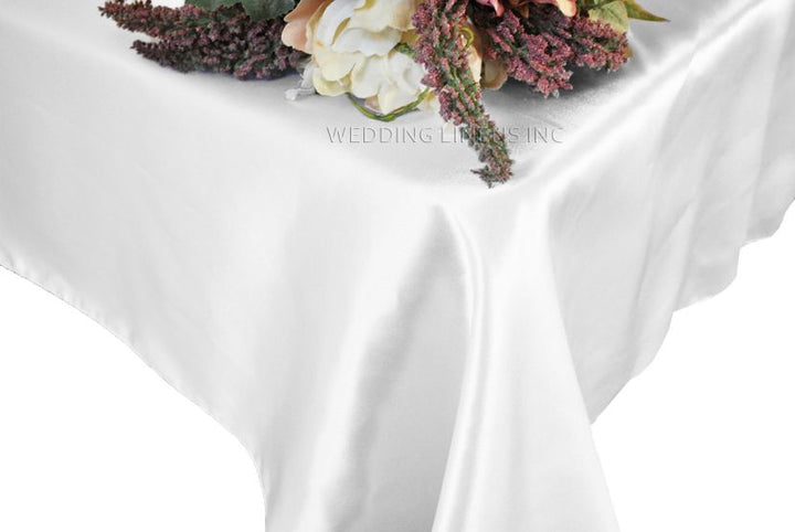 54"x108" Seamless Rectangular Satin Tablecloth/Overlay - White (1pc)