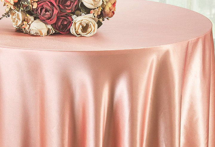 120" Seamless Round Heavy Duty Satin Tablecloth - Rose Pink (1pc)