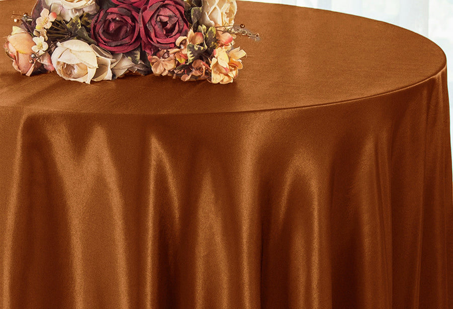 Nappe ronde en satin 90" - Cognac (1pc)