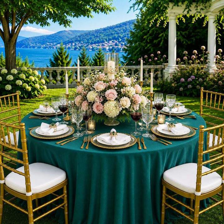 132" Round Scuba (Wrinkle-Free) Tablecloth - Oasis (1pc)
