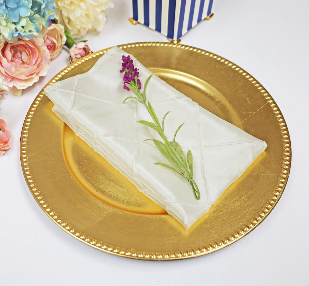 20"x20" Pintuck Taffeta Napkins - Ivory (10pcs/pk)