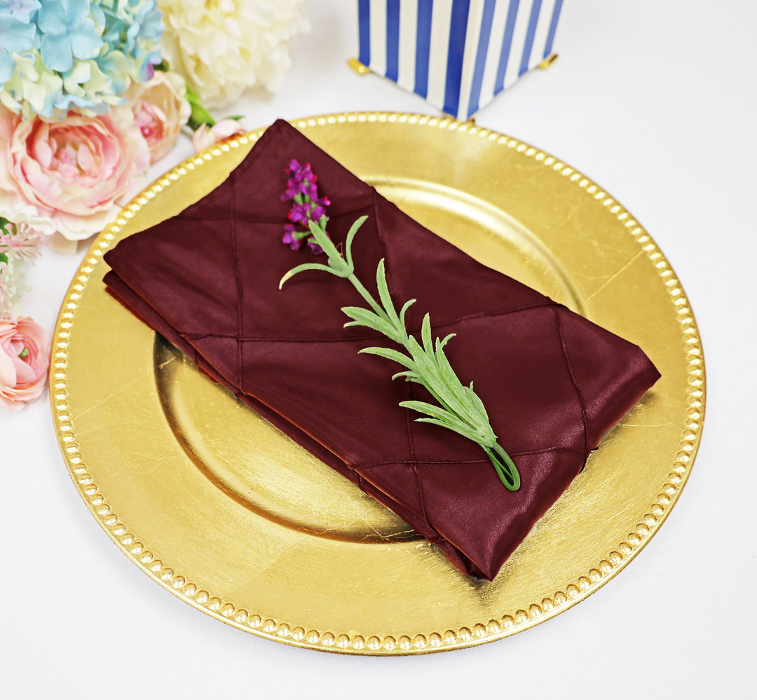 20"x20" Pintuck Taffeta Napkins - Burgundy (10pcs/pk)