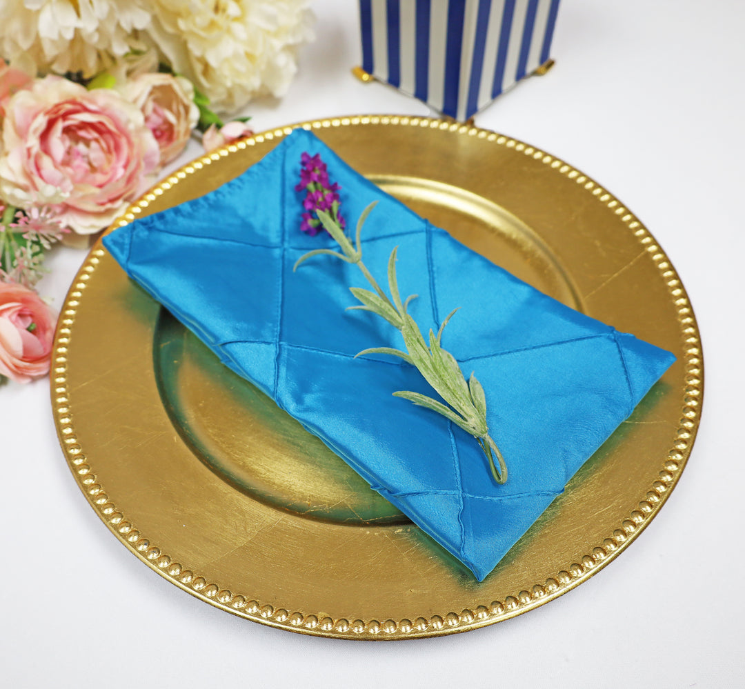 Serviettes en taffetas pincé 20"x20" - Bleu marine (10pcs/pqt)