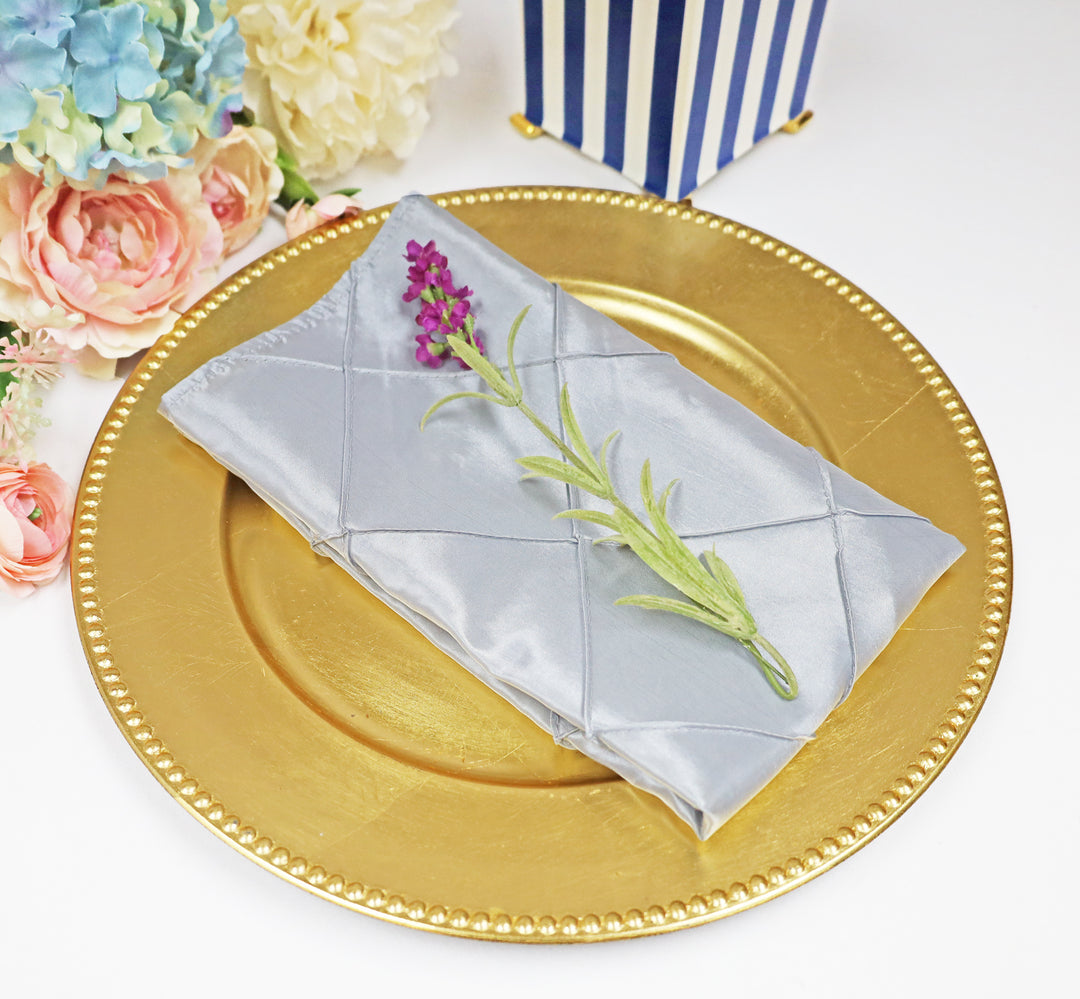 20"x20" Pintuck Taffeta Napkins - Platinum/Light Silver (10pcs/pk)