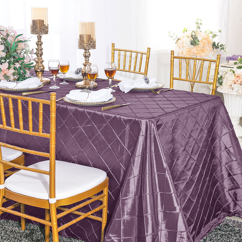 Pintuck Rectangular Wisteria Pintuck Banquet Rectangle Taffeta Tablecloths – Wedding Linens ...