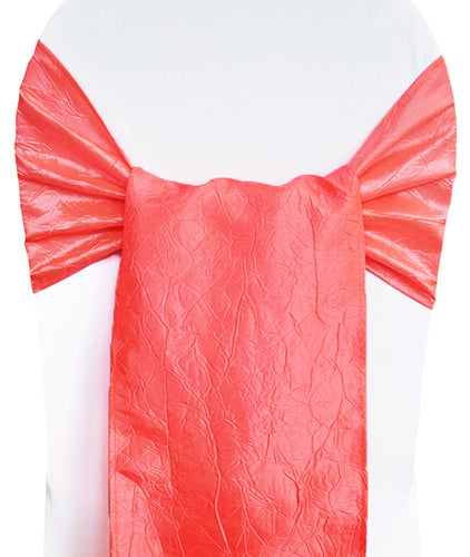 Sample 9.5"x108" Crushed Taffeta Chair Sashes - Coral (1pc)