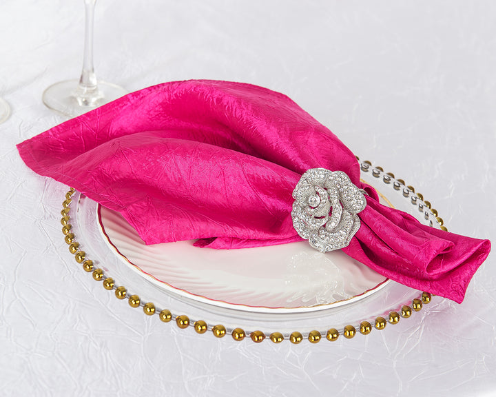 Sample 20"x20" Crushed Taffeta Napkins - Fuchsia (1pc)
