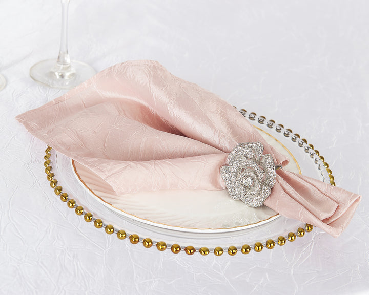Sample 20"x20" Crushed Taffeta Napkins - Blush Pink/Rose Gold (1pc)