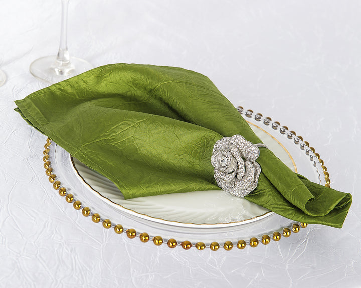 Sample 20"x20" Crushed Taffeta Napkins - Moss Green/Olive Green (1pc)