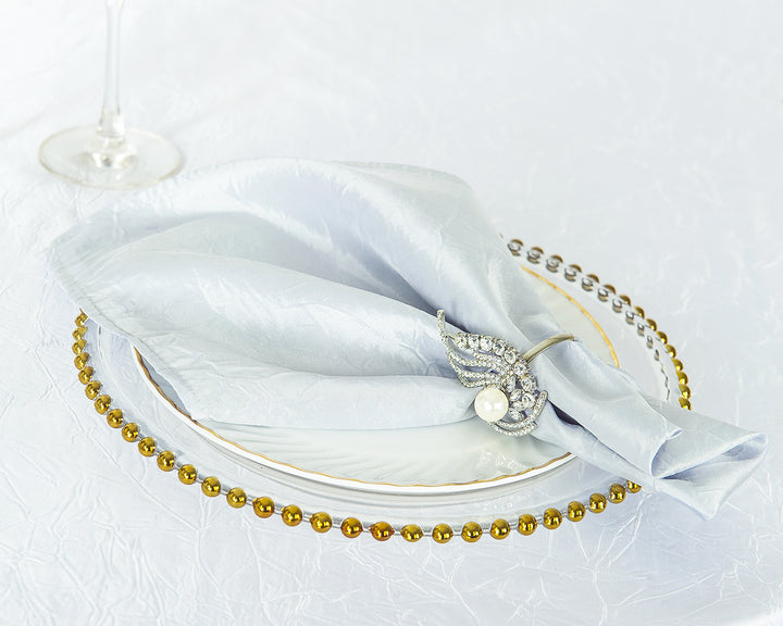 Sample 20"x20" Crushed Taffeta Napkins - Platinum/Light Silver (1pc)