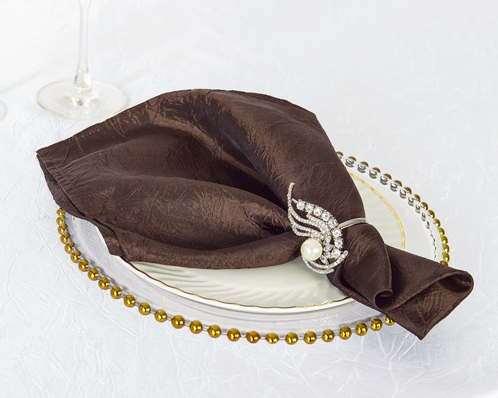 Serviettes en taffetas écrasé 20"x20" - Blanc (10pcs/pqt)