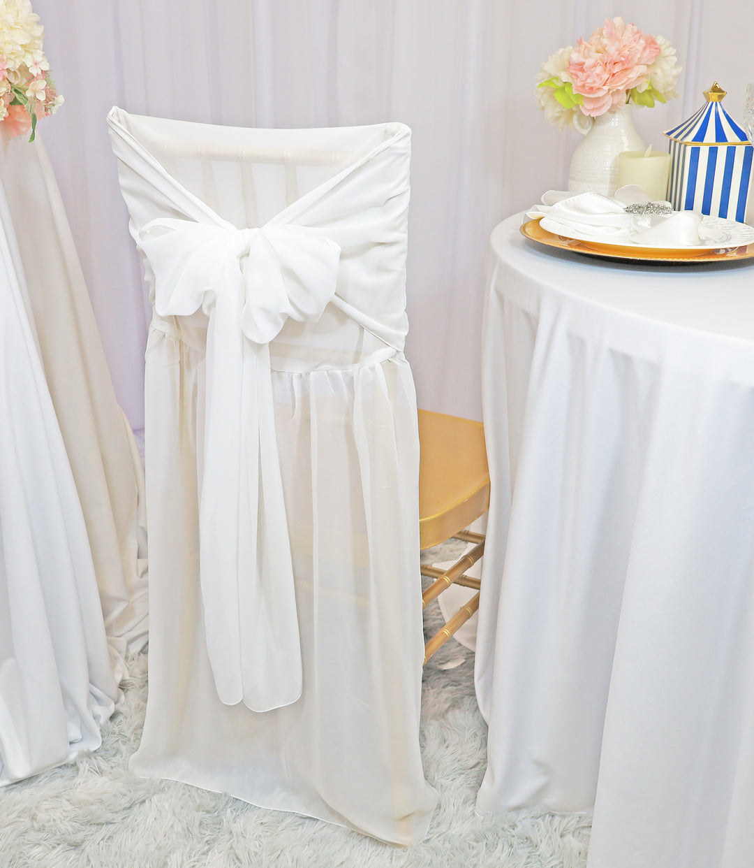 Chiffon Chiavari Chair Cover With Sash - White (1pc)