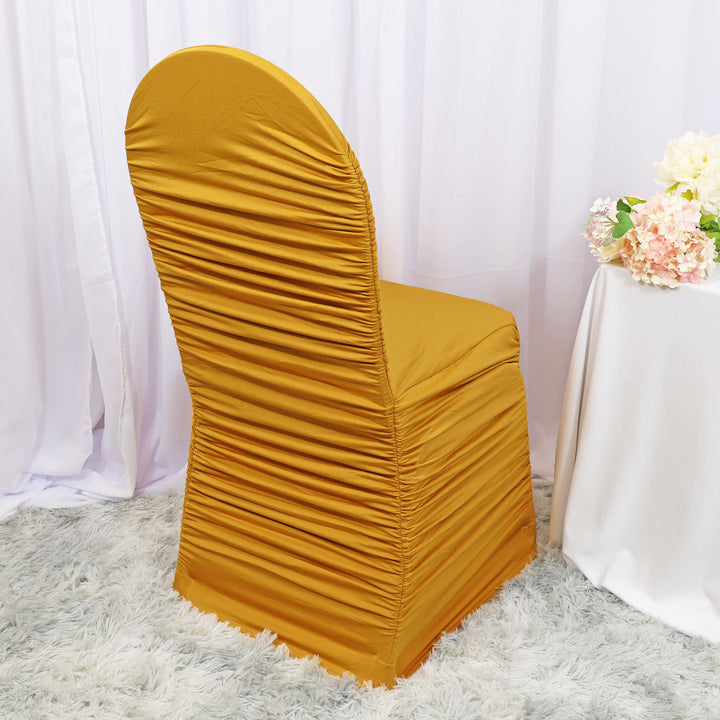 Rouge Spandex (220 GSM) Banquet Chair Cover - Gold (1pc)