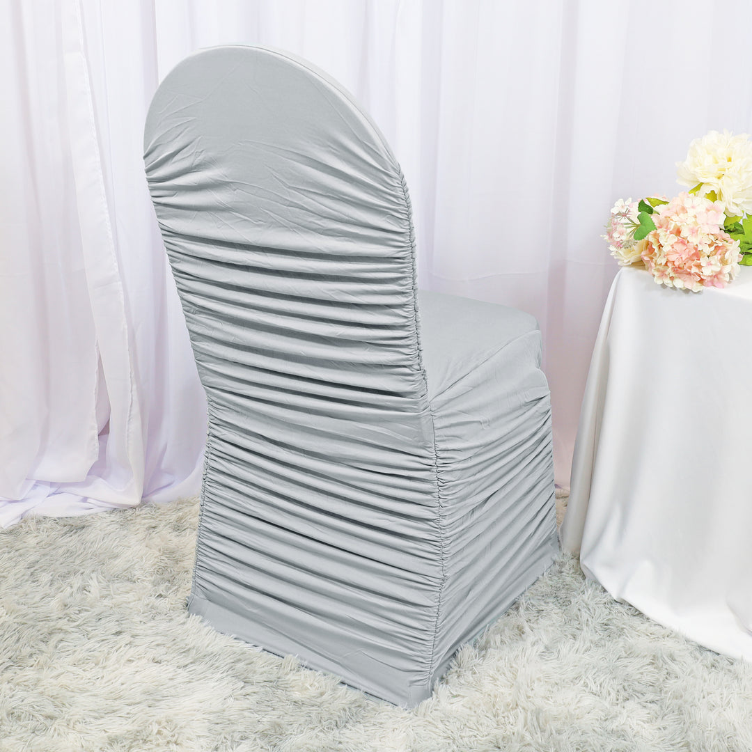 Rouge Spandex (220 GSM) Banquet Chair Cover - Silver (1pc)