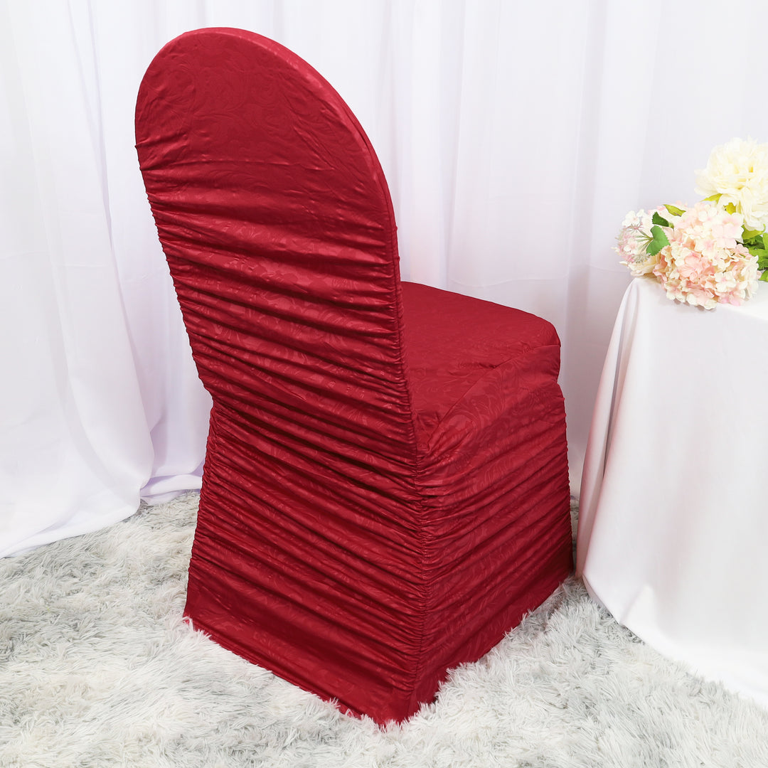 Cubierta de silla de banquete en relieve Vintage Rouge Spandex (220 GSM) - rojo manzana (1 pieza)