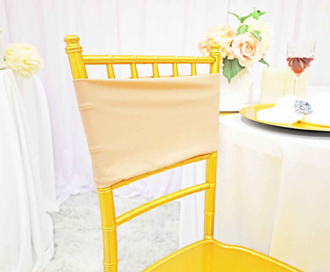 Bandes de chaise en élasthanne 7"x13" - Champagne (10pcs/pqt)