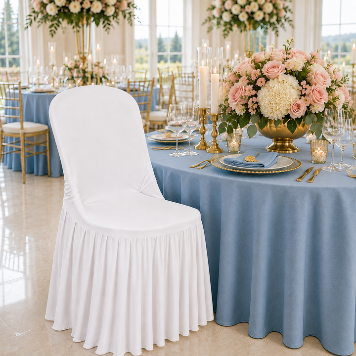 Spandex Lifetime Folding Pleated Skirt Chair Cover - White (1pc)