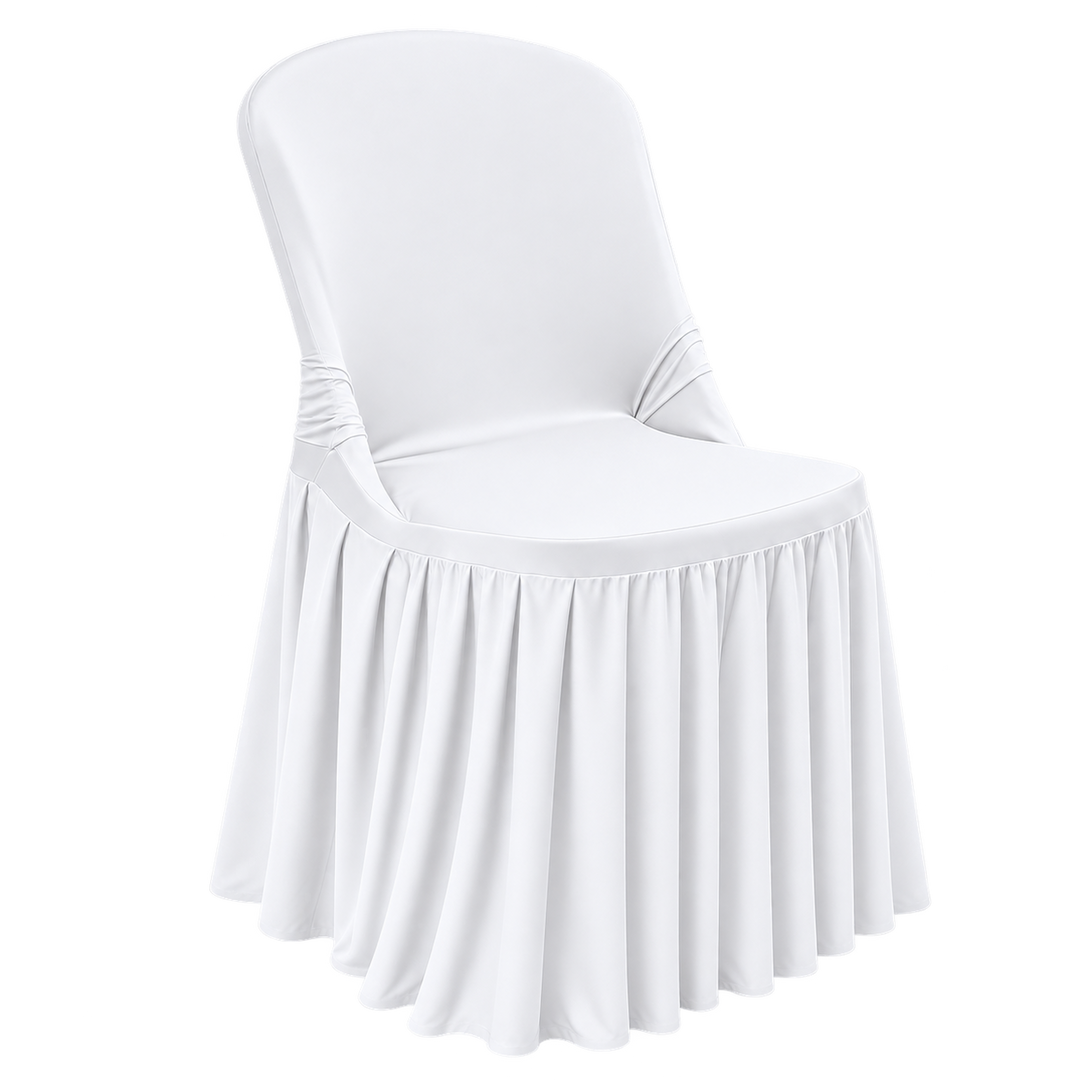 Spandex Lifetime Folding Pleated Skirt Chair Cover - White (1pc)