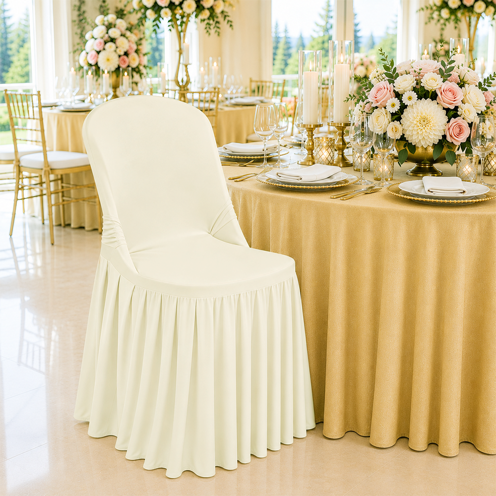 Housse de chaise pliante à vie en élasthanne de qualité supérieure - Blanc (1 pièce)