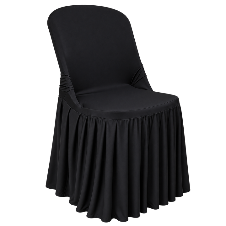 Spandex Lifetime Folding Pleated Skirt Chair Cover - Black (1pc)