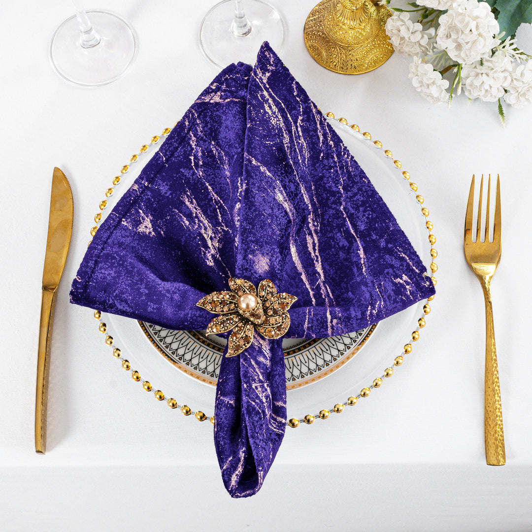 20"x20" Gilded Marble Holland Velvet Napkins - Regency Purple (10pcs/pk)