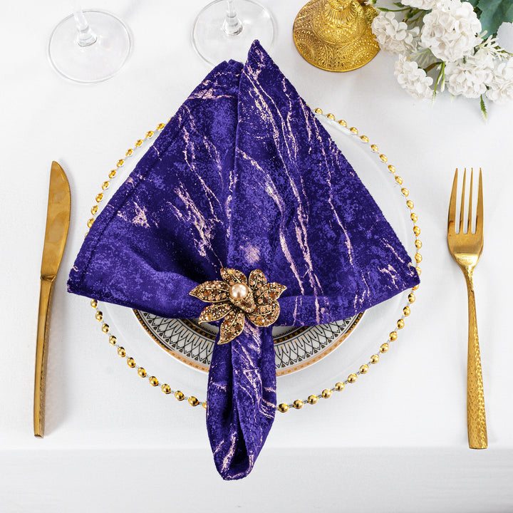 20"x20" Gilded Marble Holland Velvet Napkins - Regency Purple (10pcs/pk)