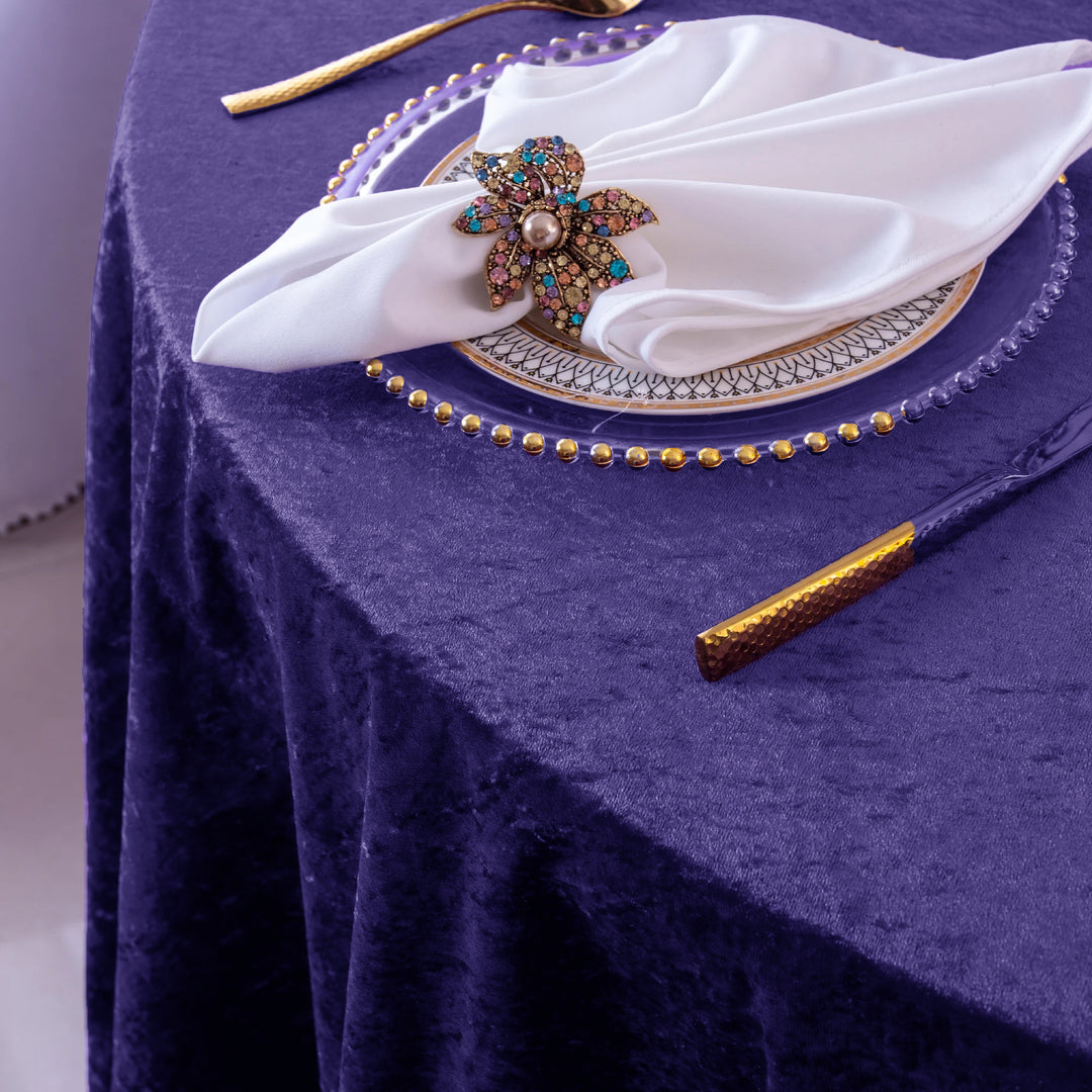 120" Round Ice Crushed Velvet (200 GSM) Tablecloth - Regency Purple (1pc)