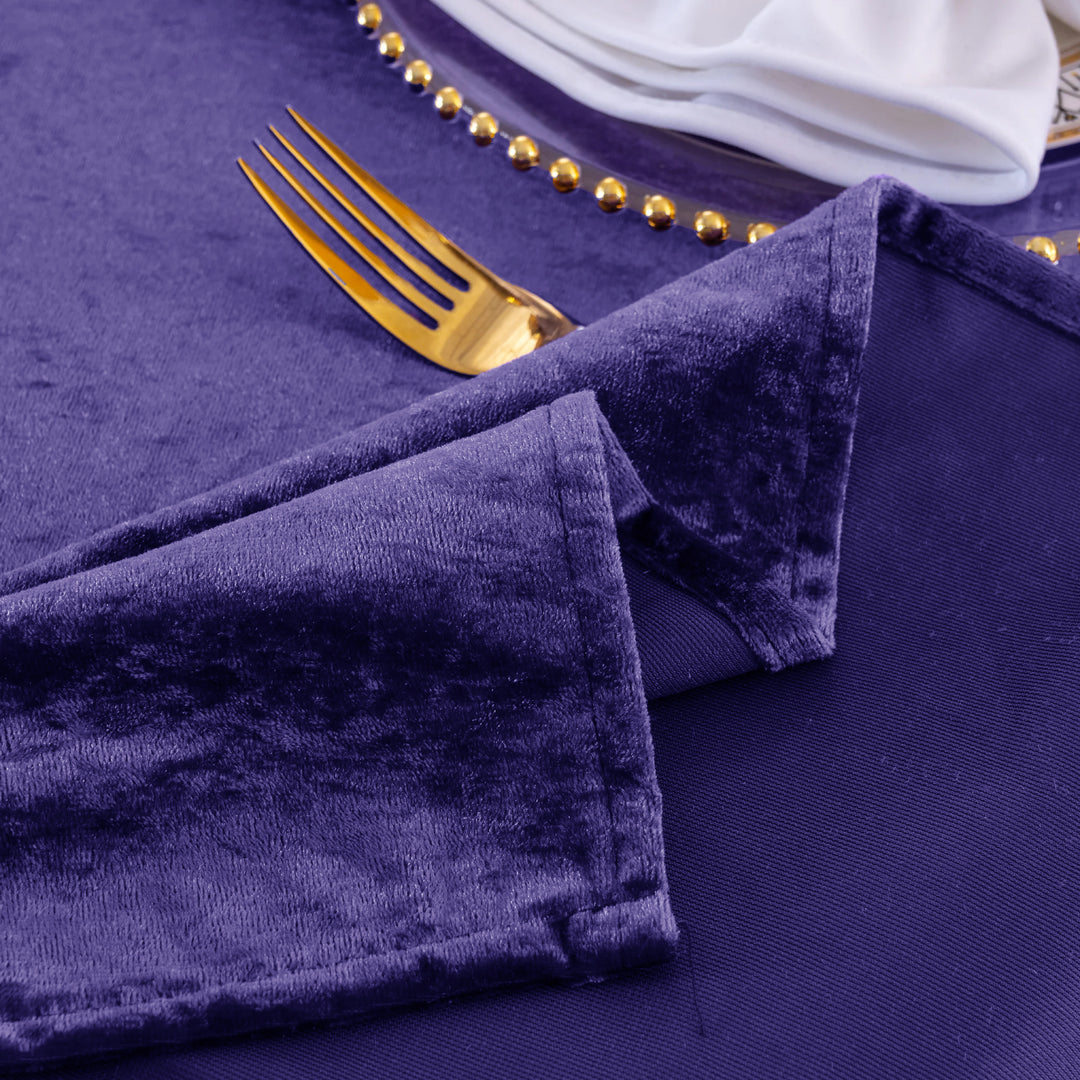 120" Round Ice Crushed Velvet (200 GSM) Tablecloth - Regency Purple (1pc)