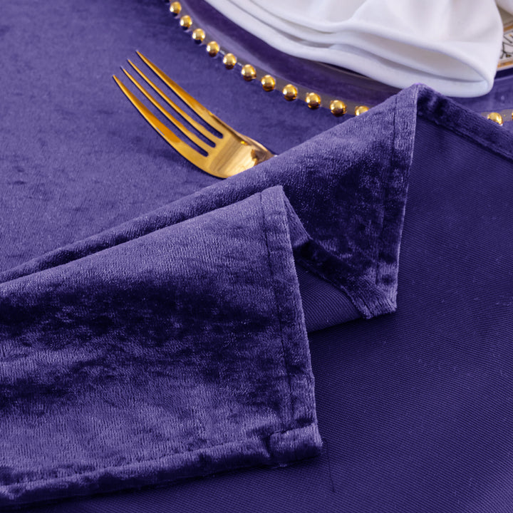 120" Round Ice Crushed Velvet (200 GSM) Tablecloth - Regency Purple (1pc)