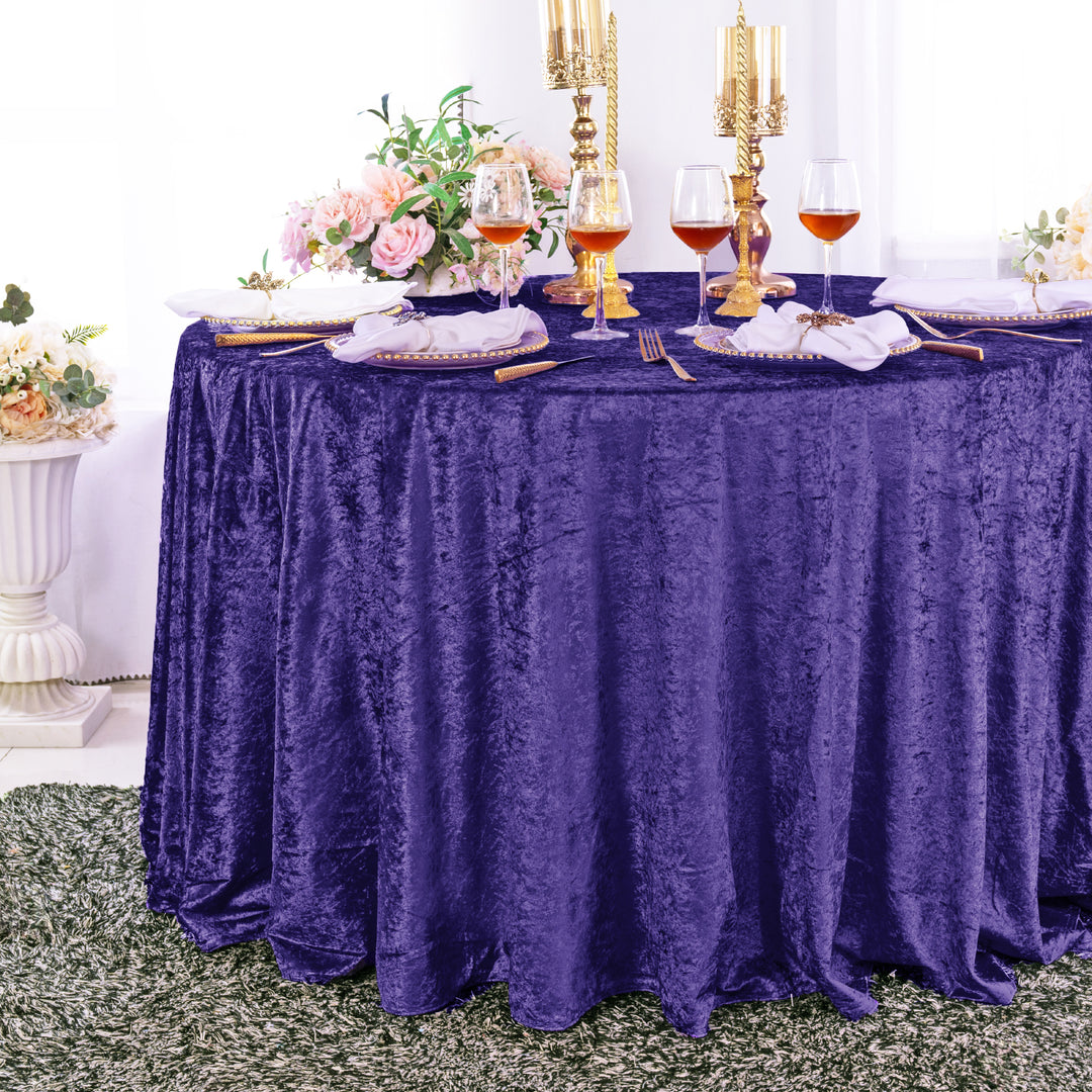 120" Round Ice Crushed Velvet (200 GSM) Tablecloth - Regency Purple (1pc)