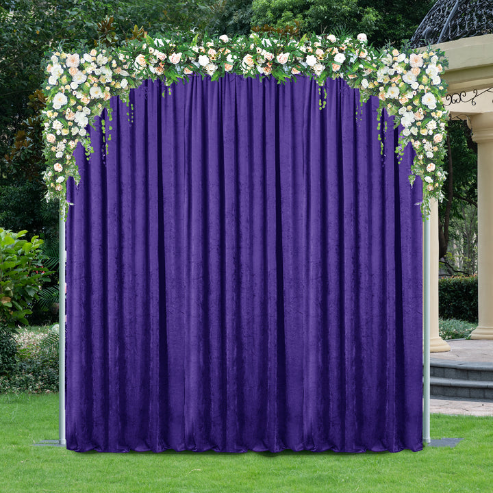 12 ft x 57" Ice Crushed Velvet (200 GSM) Event Backdrop Curtain Drape Panel - Regency Purple (1pc)