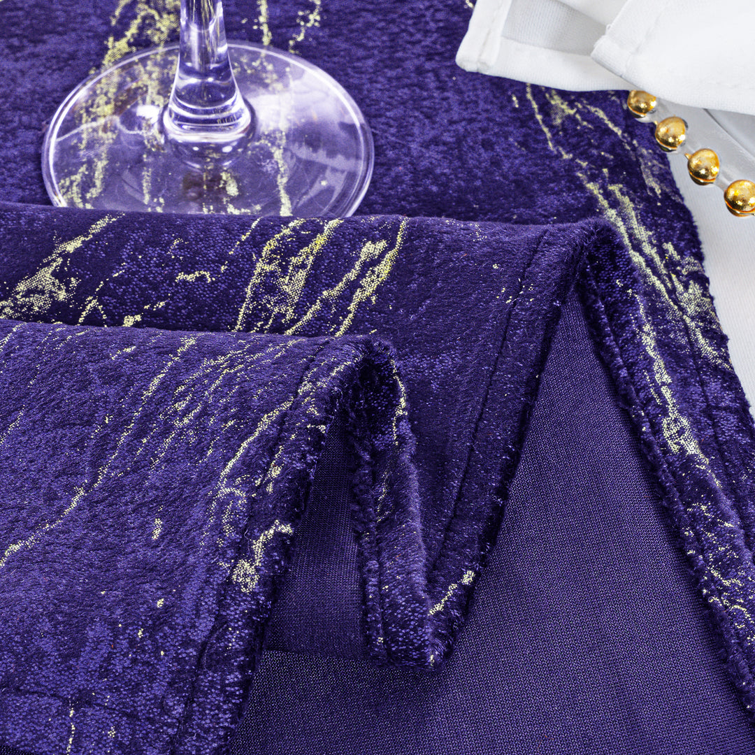 13"x108" Gilded Marble Holland Velvet Table Runner - Regency Purple (1pc)