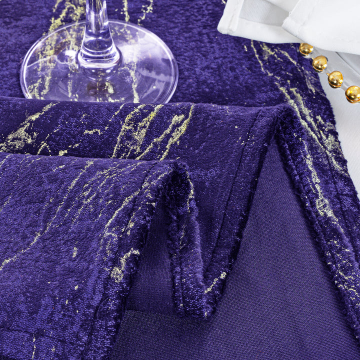 13"x108" Gilded Marble Holland Velvet Table Runner - Regency Purple (1pc)