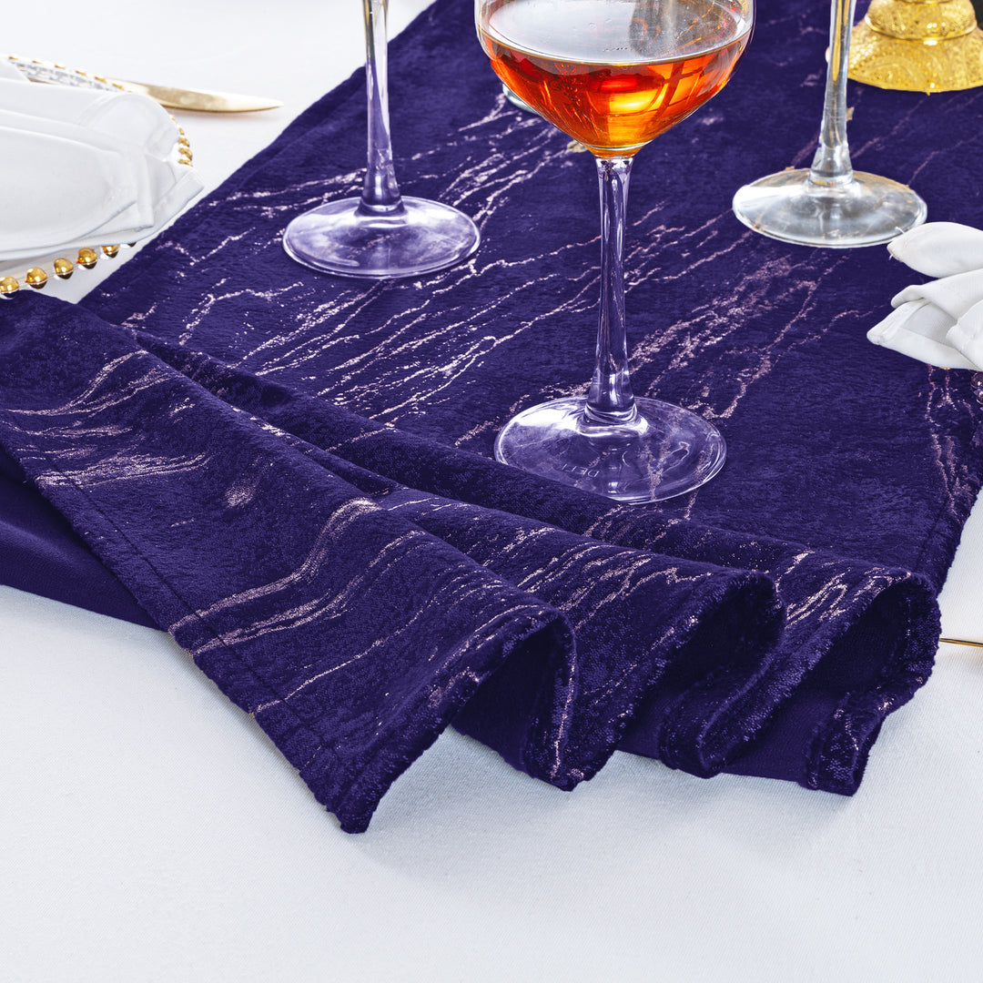 13"x108" Gilded Marble Holland Velvet Table Runner - Regency Purple (1pc)